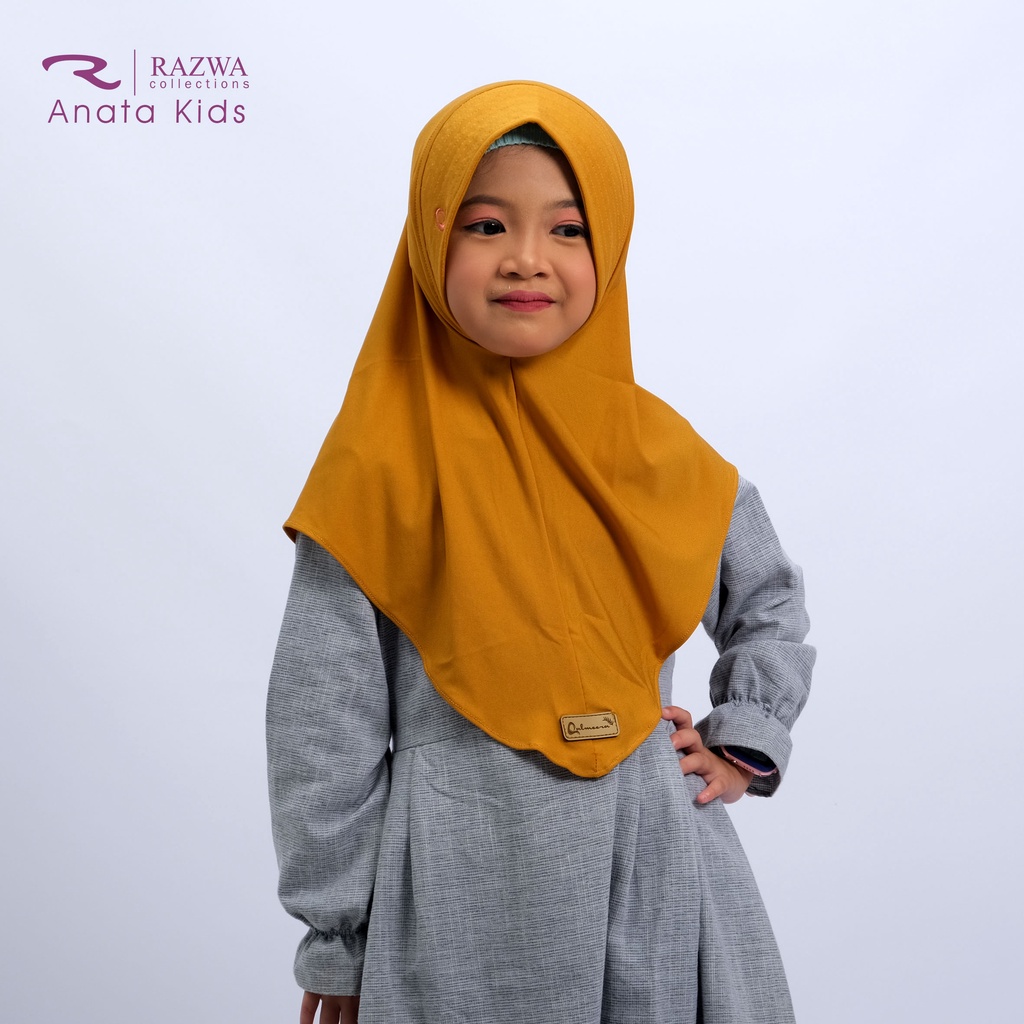 Razwa Anata Kids - Hijab Instan Anak Bahan Jersey Premium Pet Tipis Original High Quality - Mustard