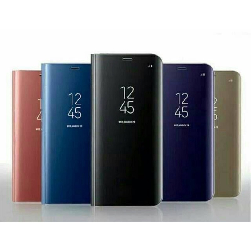 Flip Cover Mirror Samsung A8 plus 2018 J4 J6 J8 A6 plus S8 S9 S10 plus S20 plus ultra Flip Mirror Clear view Standing mirror Note 8 9 10