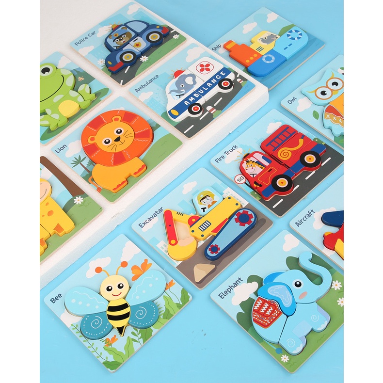 Mainan Edukasi Anak 3D JIGSAW PUZZLE Mainan Puzzle Kayu Anak Belajar