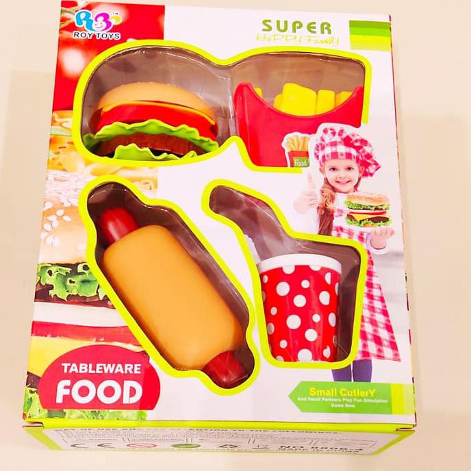 Mainan Anak Simulasi Set Burger,Hotdog,Kentang Goreng,Minuman