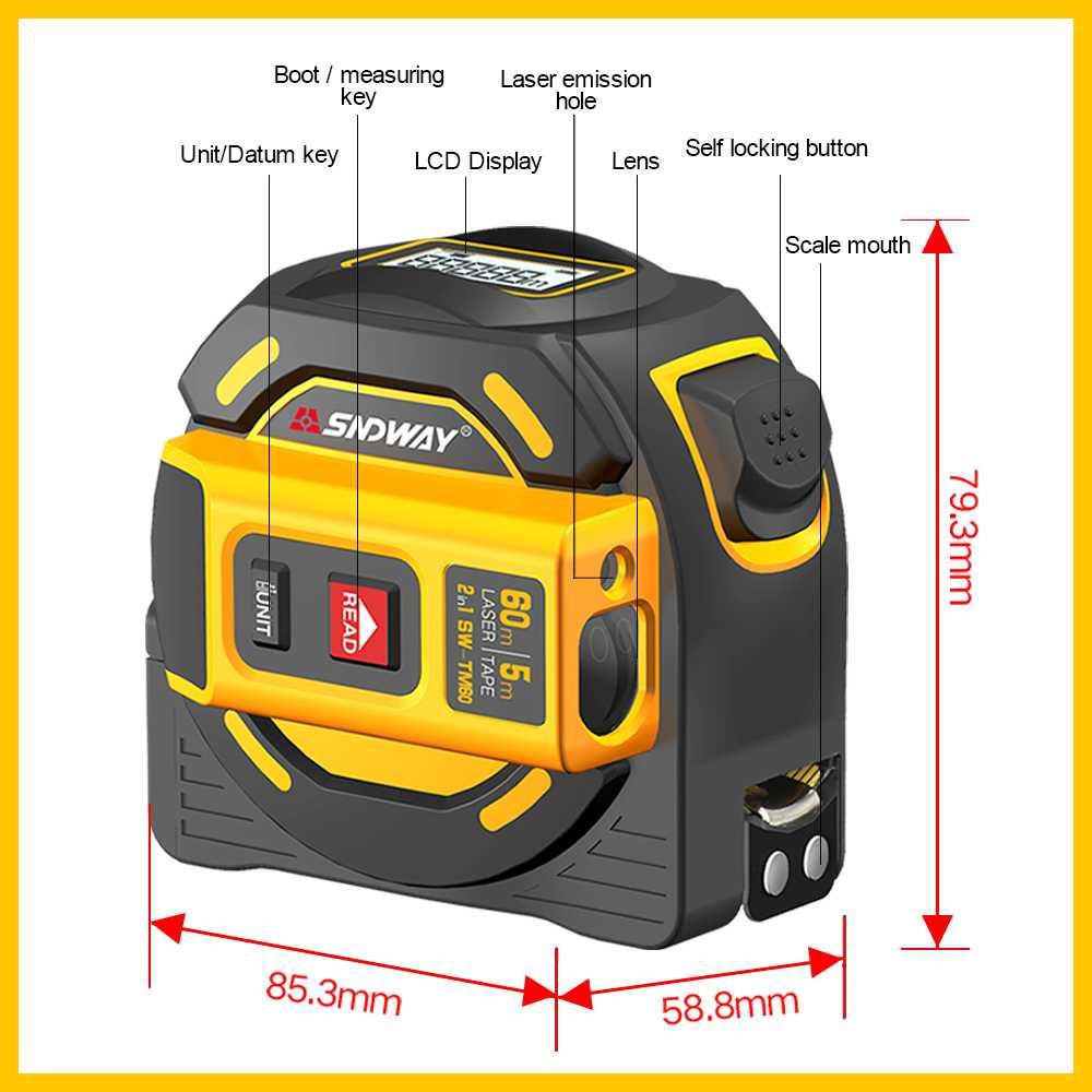 SNDWAY Meteran Laser Pengukur Jarak Distance Meter Dual 40M - SW-TM40