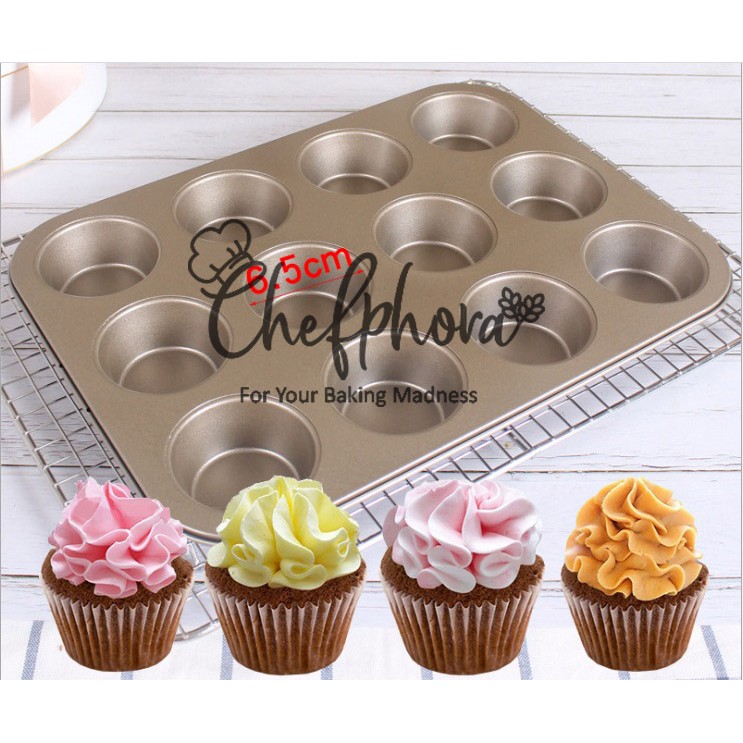 Loyang Mini Cup Cake 12 Cup Chefphora Muffin Bolu Kue Pie Cheese Cake Mouse