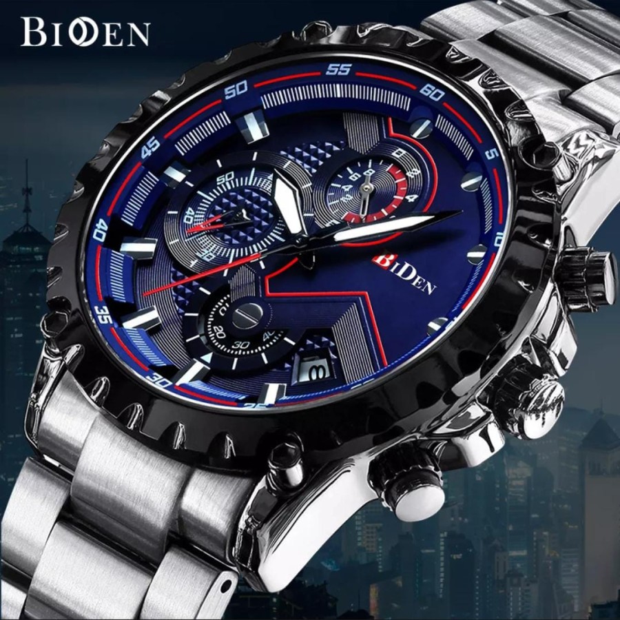 JAM TANGAN PRIA BIDEN 0074 TAHAN AIR 3ATM &amp; GUNCANGAN CHRONO TANGGAL AKTIF SPORT BISNIS CASUAL