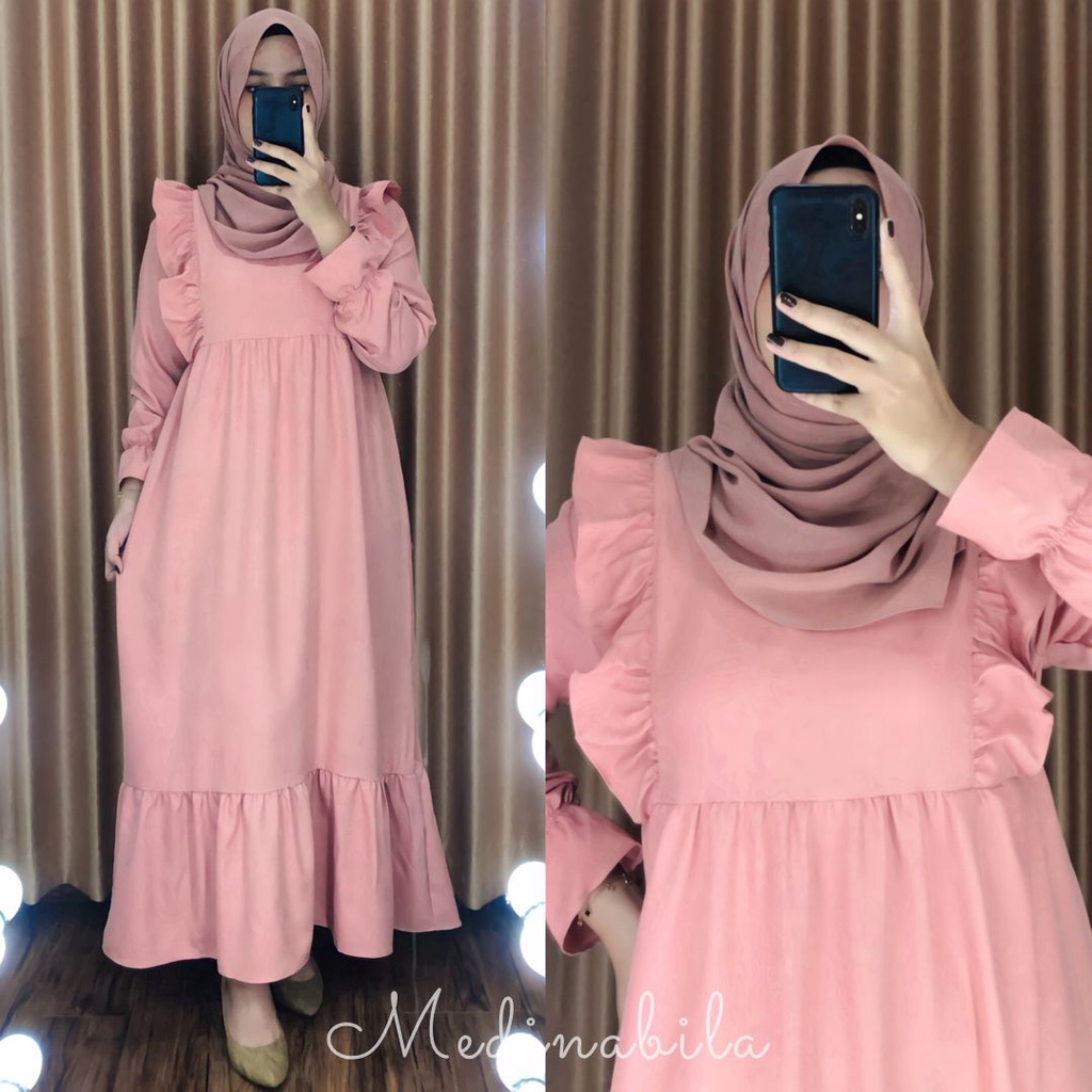 GAMIS NABILA IN PINK - gamis by medinabila jumbo all size / gamis murah / gamis lebaran / gamis remp