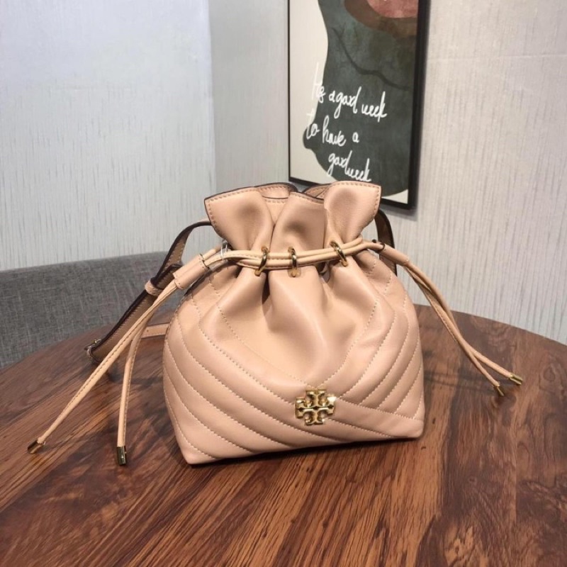 [ORIGINAL 100%] TORY BURCH KIRA CHEVRON BUCKET BAG DEVON SAND