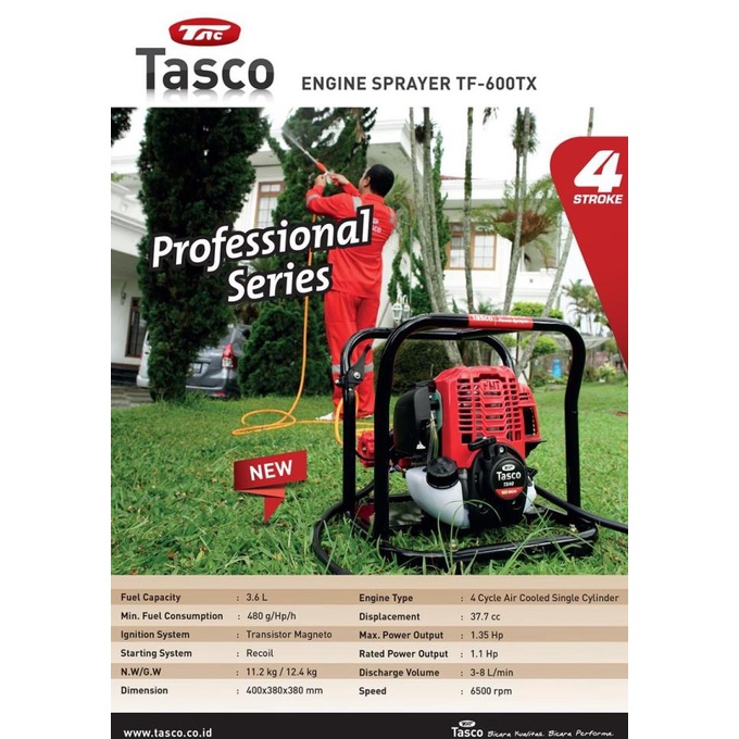 MESIN STEAM PORTABLE 4 TAK ENGINE POWER SEMPROT HAMA / TASCO TF 600 TX