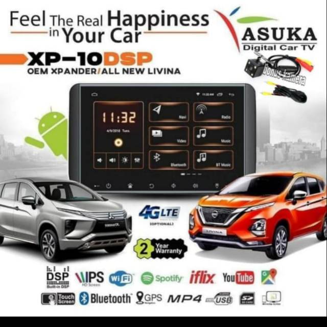 Head unit android doubledine Asuka xp-10DSP bonus kamera