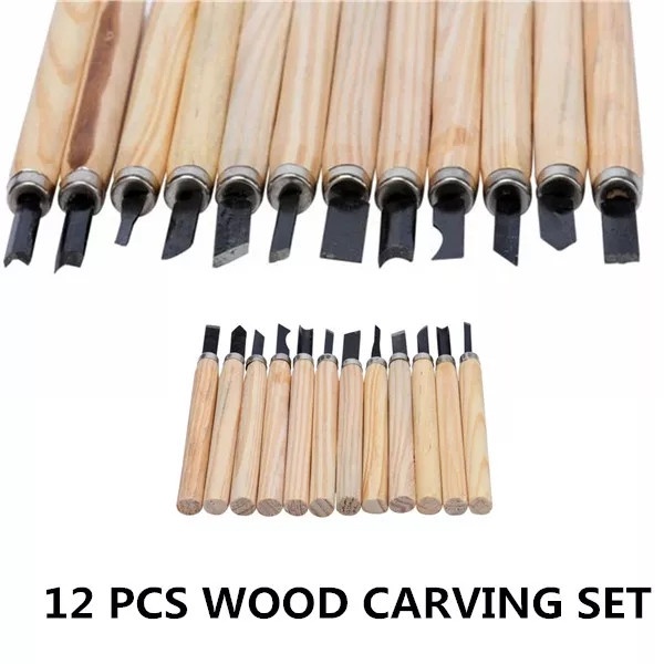 

UKIR-ALAT- PISAU UKIR SET 12PCS PAHAT KAYU WOODWORKING CRAFTING CARVING TOOL -ALAT-UKIR.