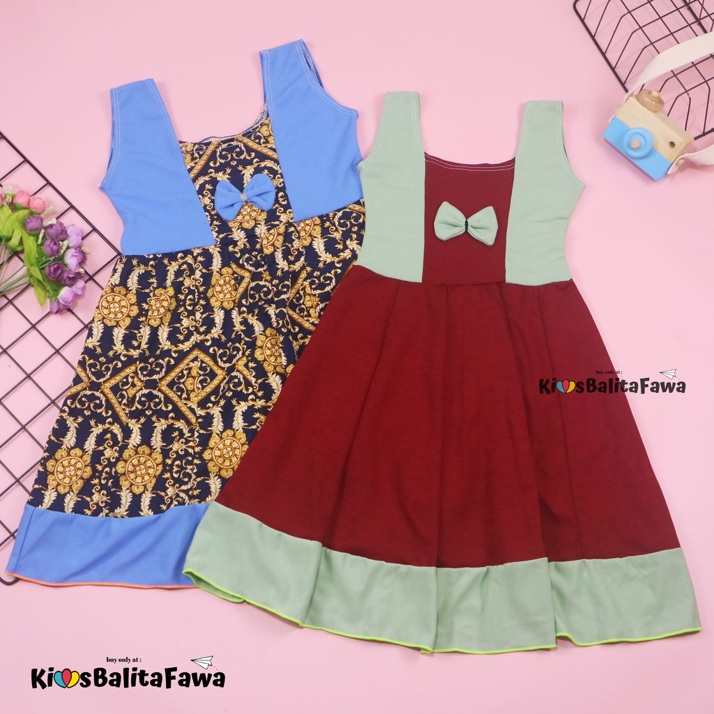 Dress Aurora uk 5-6 Tahun / Baju Anak Perempuan Murah Dres Polos Yukensi Adem Pakaian Pesta Gaun