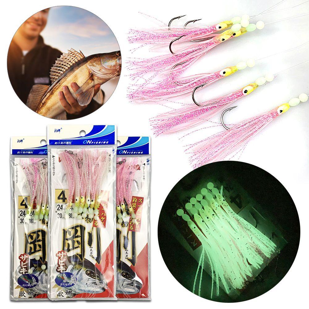 TOP Fish String Hook Alat Pancing Grup Perahu Kapal Luminous String Hook Hairtail