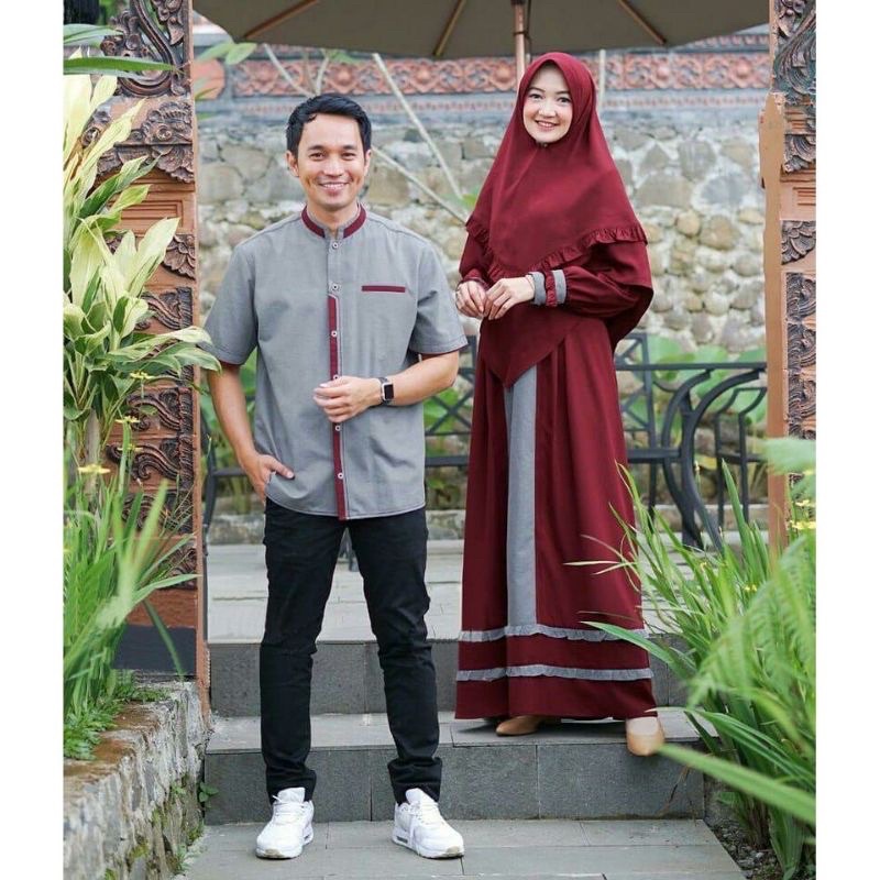 Baju Gamis Kapel Pasangan Silovi Set Gamis Couple Sarimbit Keluarga Kapelan Suami Istri Kapel Lamaran Pacar Keluarga Kekinian Lebaran Terbaru 2022