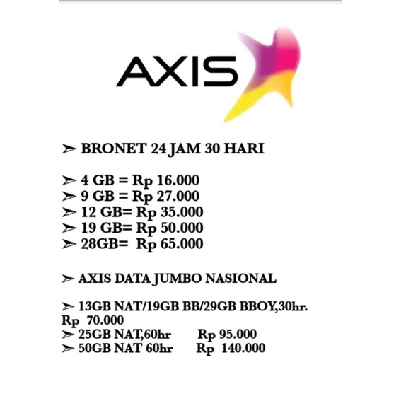 AIGO Bronet 24Jam 1.5GB Nat/ 2GB BB/ 3GB BOY/ 4GB BBOY,30hr Jawa