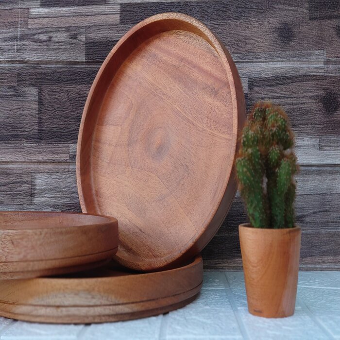 Jual Nampan Kayu Diameter Cm Wooden Tray Bulat Serbaguna Baki Kayu Baki Seserahan Nampan