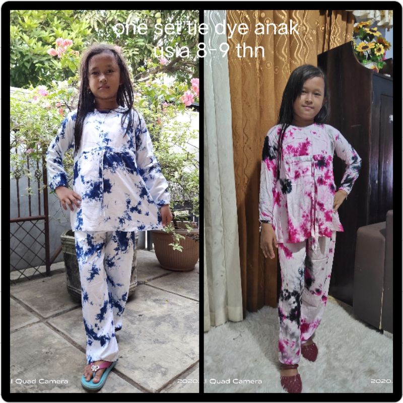 SETELAN TIE DYE ANAK TALI SERUT 2 WARNA/ ONE SET  ANAK USIA  6-7 TH