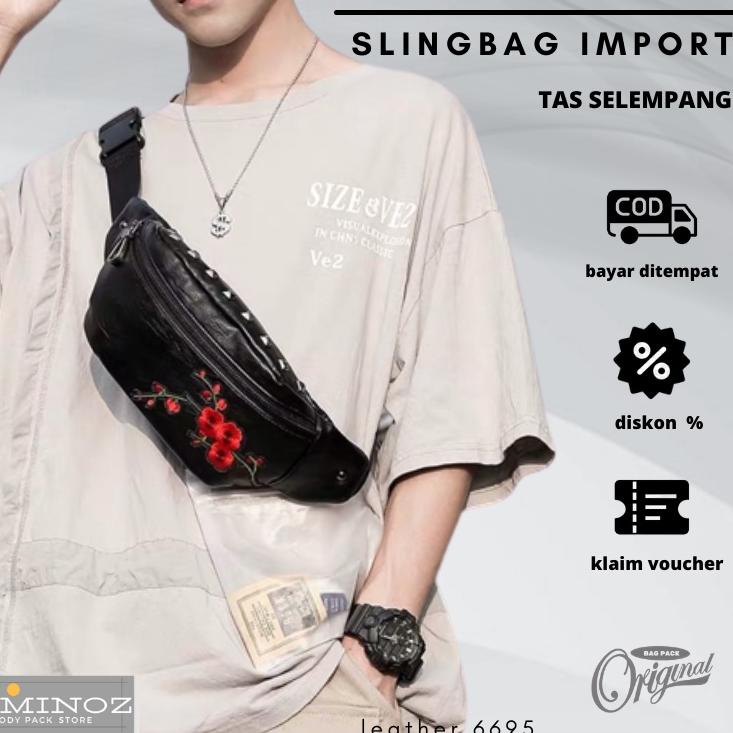 TAS PINGGANG SELEMPANG PRIA KULIT ASLI SLING BAG KEREN TAS WAISTBAG PRIA ORIGINAL TAS COWOK [MJL. 10