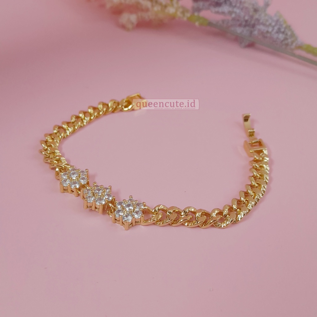 gelang tangan wanita permata lapis emas | gelang permata wanita | gelang impor korea kondangan