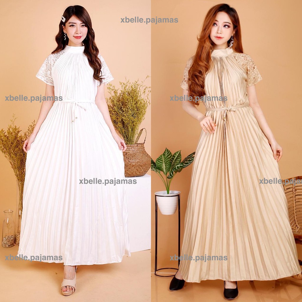 Baju Fashion Wanita xBelle / Dress Wanita Satin Kombinasi Brukat / Long Dress xBelle BEST SELLERS