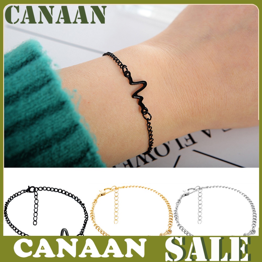 canaan Simple Unisex Electrocardiogram Charm Adjustable Bracelet Couple Wrist Jewelry