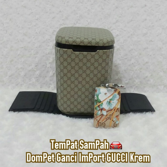 Tempat tong box kotak sampah mobil import dompet kunci stnk Gucci Krem