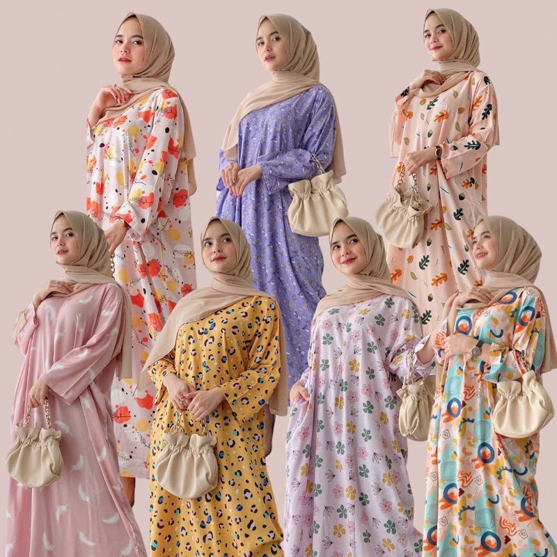 baju gamis wanita dress muslim terbaru Gamis Dress Daster Orina Lengan Panjang Bahan Rayon Adem Hal 