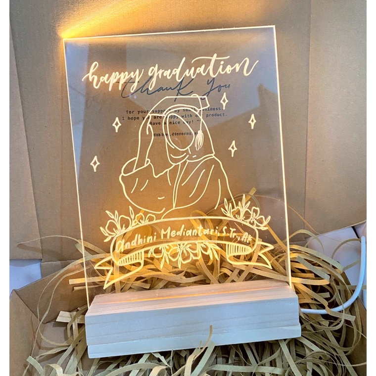 GIFT BOX ACRYLIC LETTERING LED KADO ULANG TAHUN, KADO WISUDA, KADO WEDDING