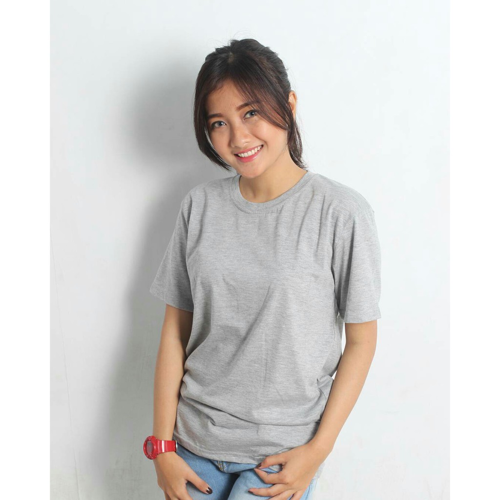 Kaos UNISEX Pendek Grey Misty Polos Baju distro oblong cewek cowok couple size S M L XL Termurah