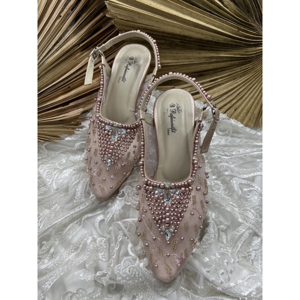 sepatu wanita wedding kiyarisa rosegold tali tinggi 7cm tahu