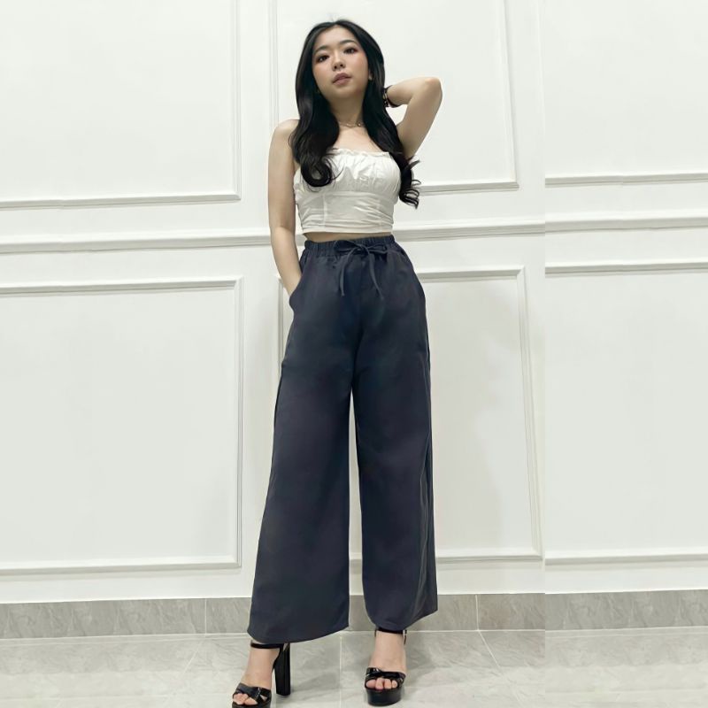 RIBBON PANTS LINEN - CELANA KULOT LINEN WANITA