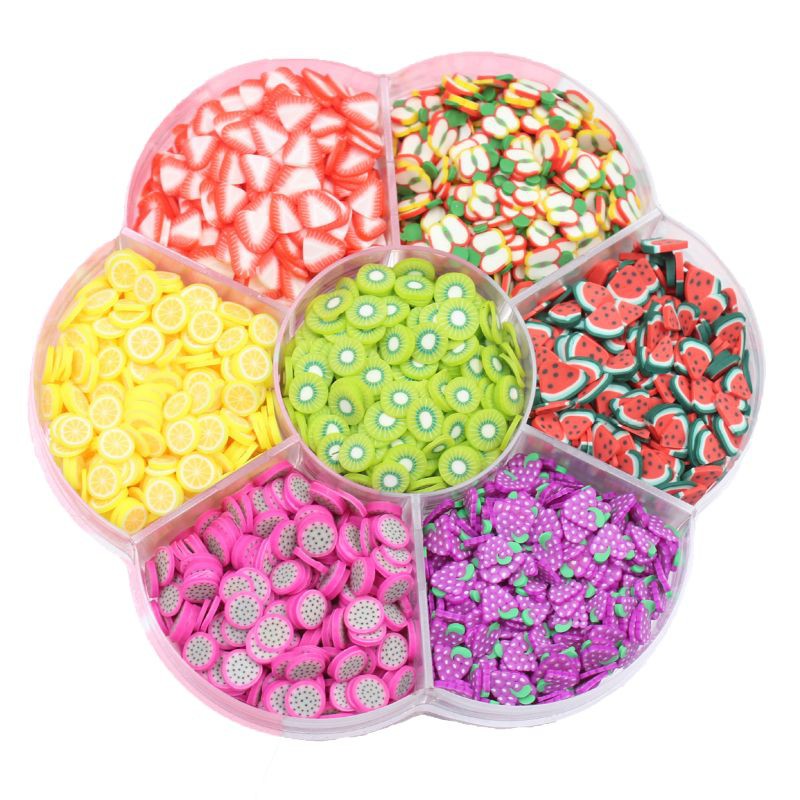Wili❃ Assorted Fruit Slices 90g Wheel - Slime Supplies/Slime Acessories/Slime Add ins/Polymer Clay/Nail Art Kit Maker for Kids