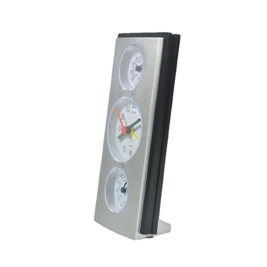 Jam Meja Alarm Clock Minimalis Design Warna Silver Free Baterai