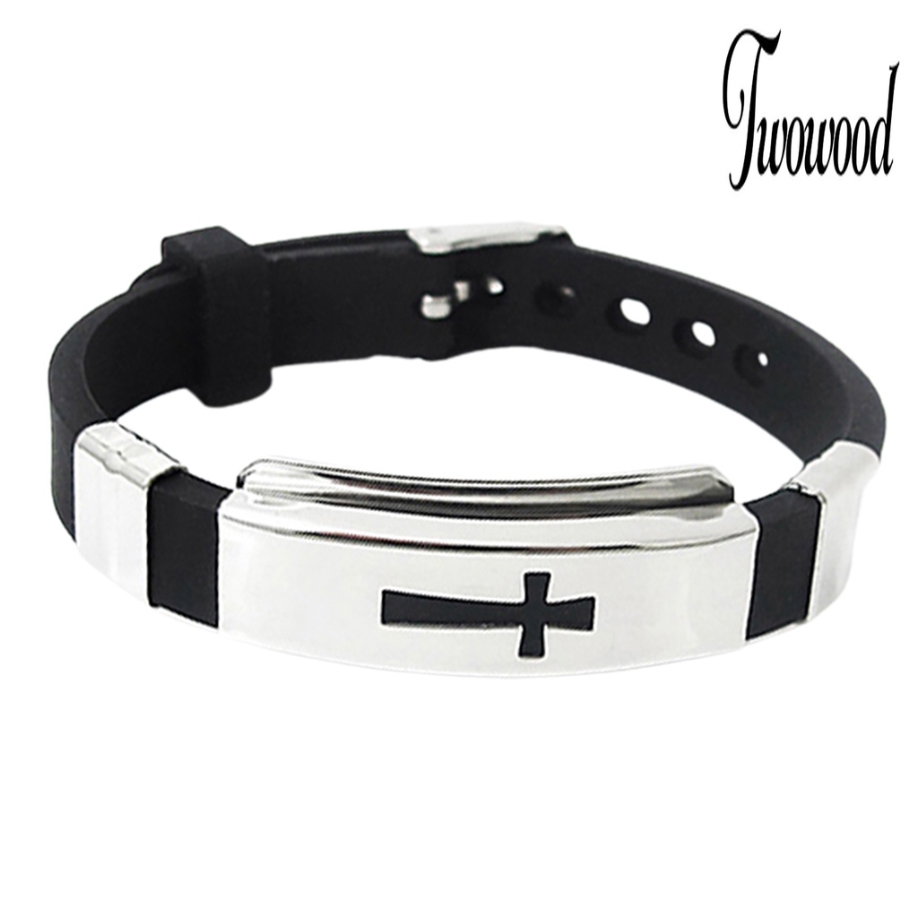 Gelang Bahan Stainless Steel Motif Salib Untuk Unisex