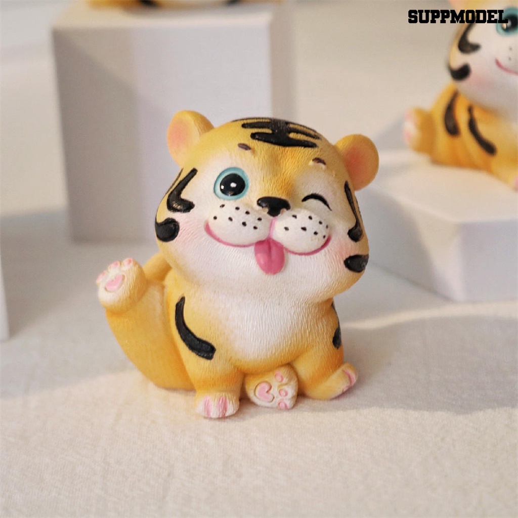 Suppmodel Miniatur Patung Harimau Kartun Bahan Resin Untuk Dekorasi Mobil