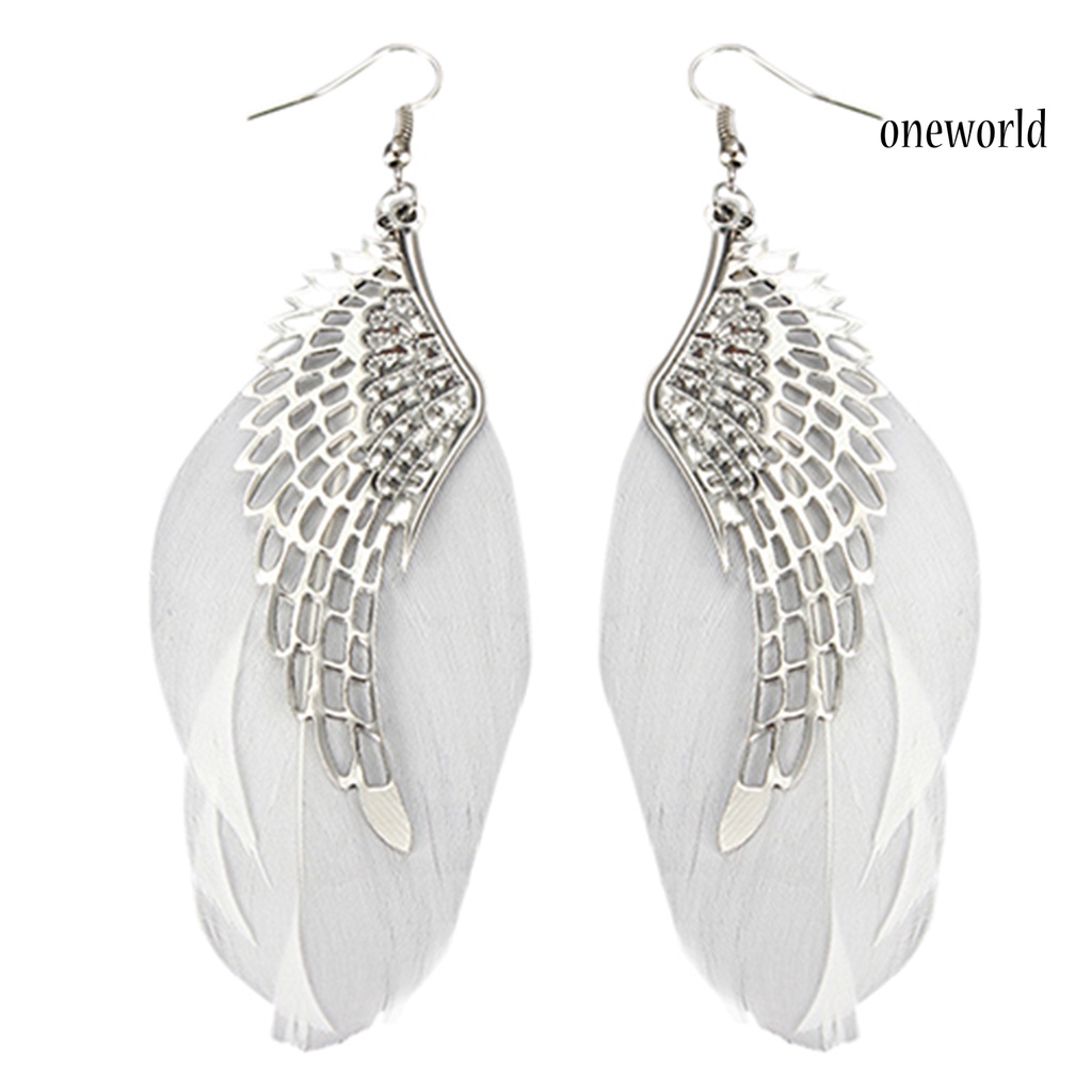 OW@ Earrings Angel Wing Design Beautiful Alloy Jewelry Gift Hook Earrings for Daily Life