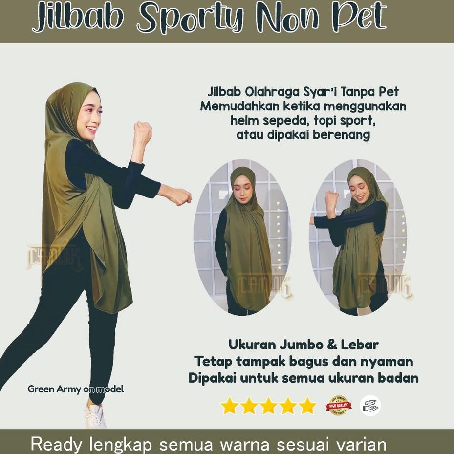 ♦ Jilbab Sporty Hijab Olahraga Syar'i Jumbo untuk Senam Bersepeda Berenang Jogging Yoga Hiking JS1 ✈