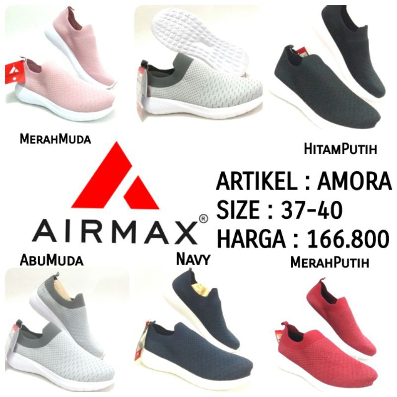SEPATU  FASHION SLIP ON CEWEK AIRMAX AMORA SIZE 37-40
