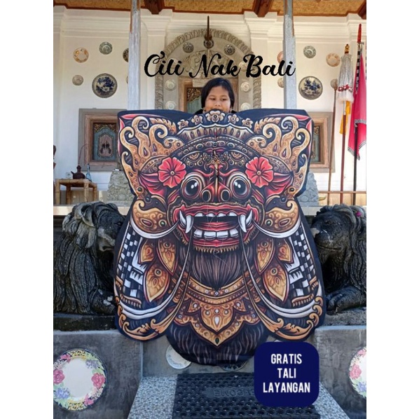 Layangan Celepuk Bali Burung Hantu 1,4meter Print Barong Rangda