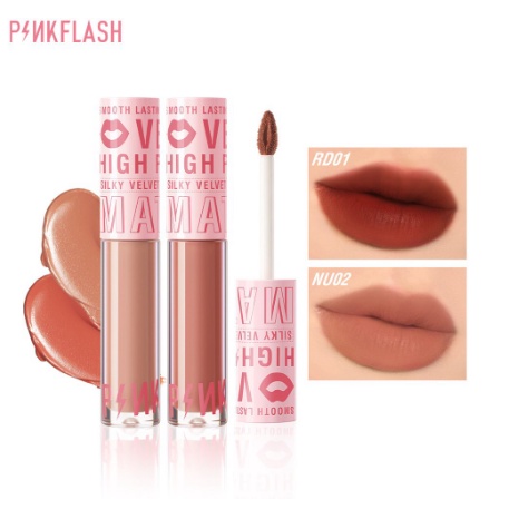 PINKFLASH Silky Velvet Lip Cream  Matte Lipstick Waterproof