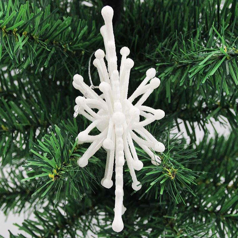 [Christmas Products] 12CM White Hollow Plastic Snowflake Christmas Tree Decoration Hanging Pendant