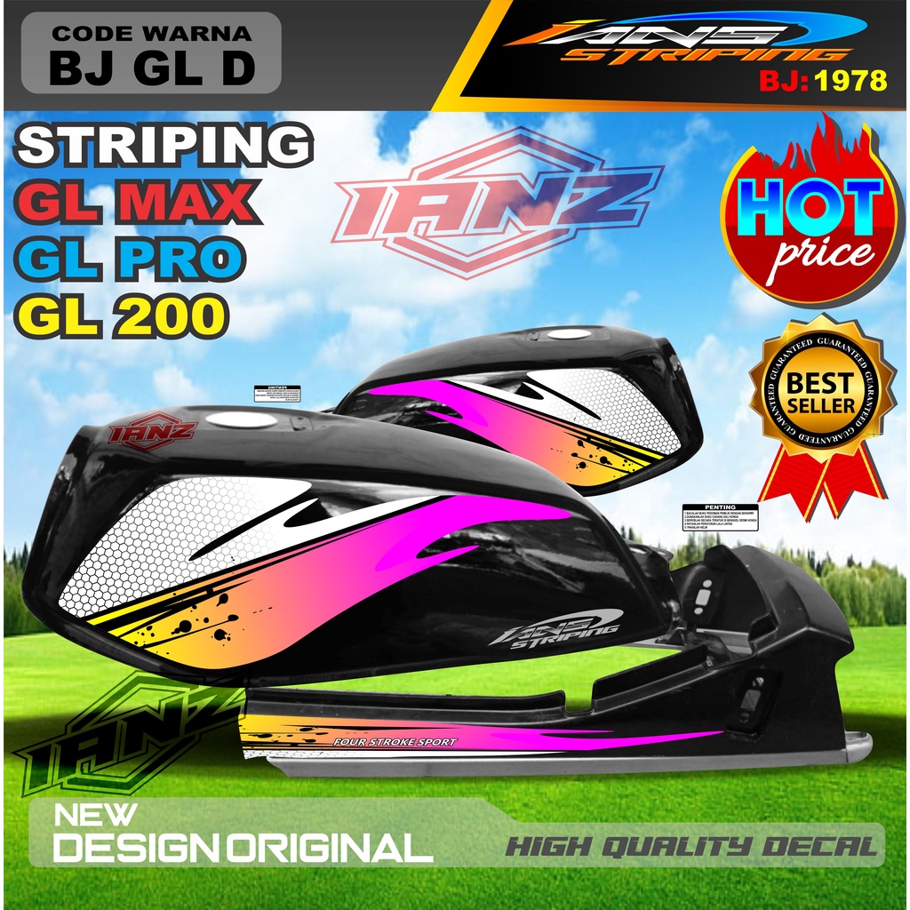 STIKER STRIPING GL PRO NEW DESAIN / STIKER GL 100 TERBARU / STIKER MOTOR