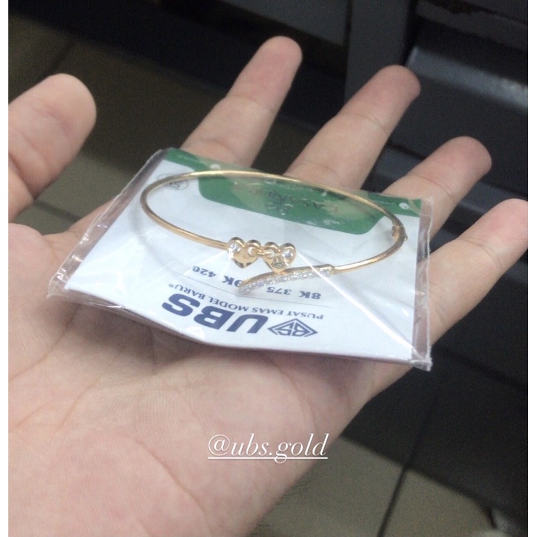 Gelang wanita dewasa emas asli bangle kasandra ringan kadar 375/8karat