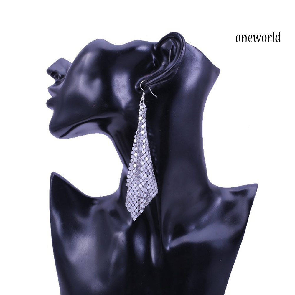 OW@ Women Fashion Square Sequins Tassel Dangle Drop Earrings Statement Jewelry Gift