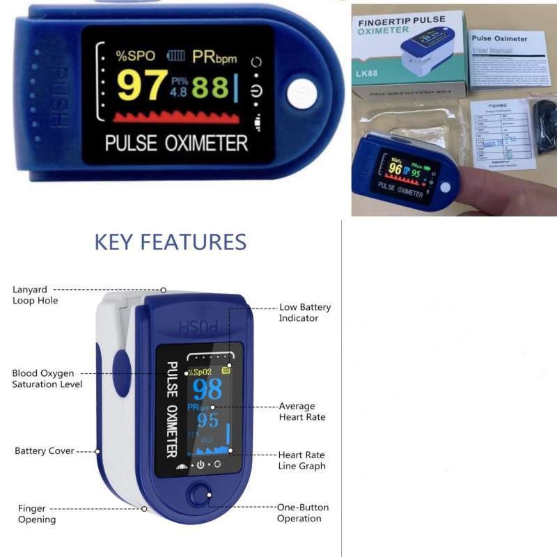 Fingertip Pulse Oxymeter Fingertip Oximeter SpO2 LED Full Colour LK87 alat ukur kadar oksigen