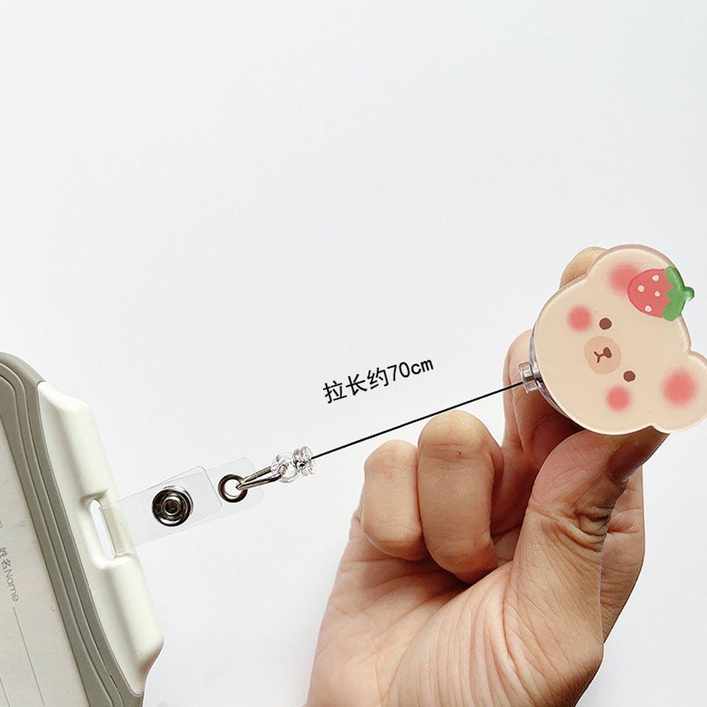 Lanfy Retractable Badge Reel Candy Color Kartun Korea Fruit Reel Klip Name Tag 360putar Perlengkapan Kantor Perlengkapan Sekolah Alat Tulis Nama Card Holder