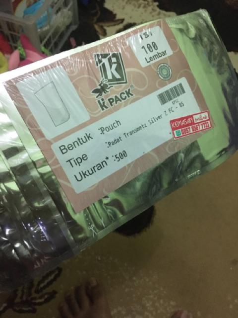 Terlaris Standing Pouch Alumunium Foil Transmetz Kombinasi Silver 500gram With Zipper, Klip