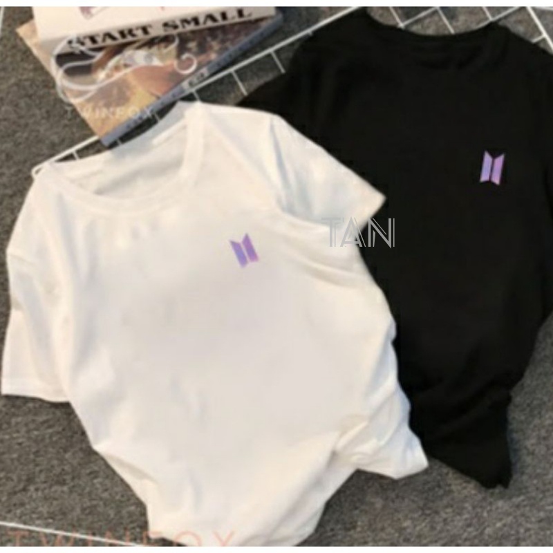 Tan-kaos cotton combed 30s wanita/pria unisex T-shirt BTS LOGO PURPLE baju kaos lengan pendek/kaos digital sablon