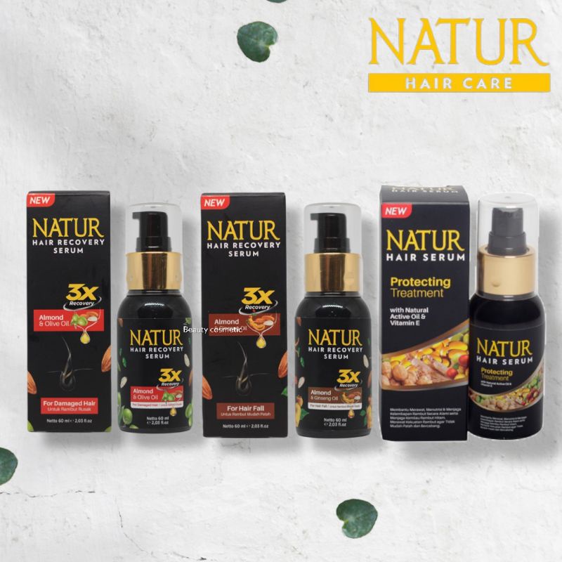 Natur Hair Recovery Serum Almond &amp; Olive Oil 60ml - Almond &amp; Ginseng Oil - Almond &amp; Aloe Vera 60ml