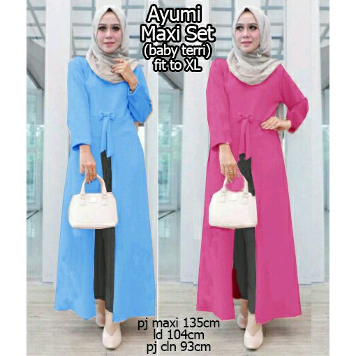 cn 65165 monique tunic set setelan stelan atasan bawahan celana panjang wanita simple elegan jumbo