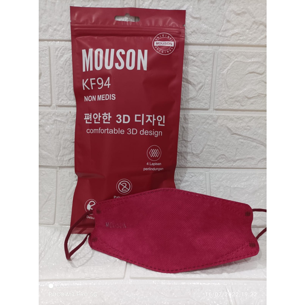 MASKER KF94 MOUSON ISI 10PC Masker KF 94 4ply Masker 4D EVO isi 10pcs-KF94 MSN MAROON