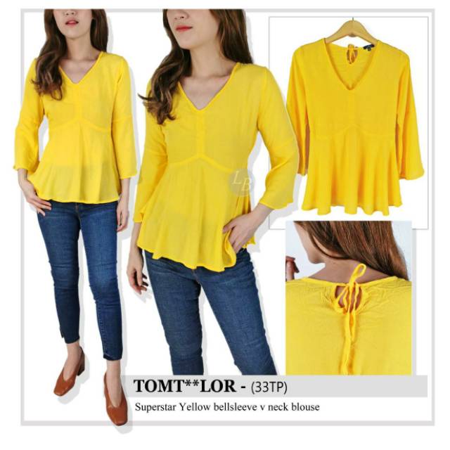 Tom taylor yellow &amp; white blouse