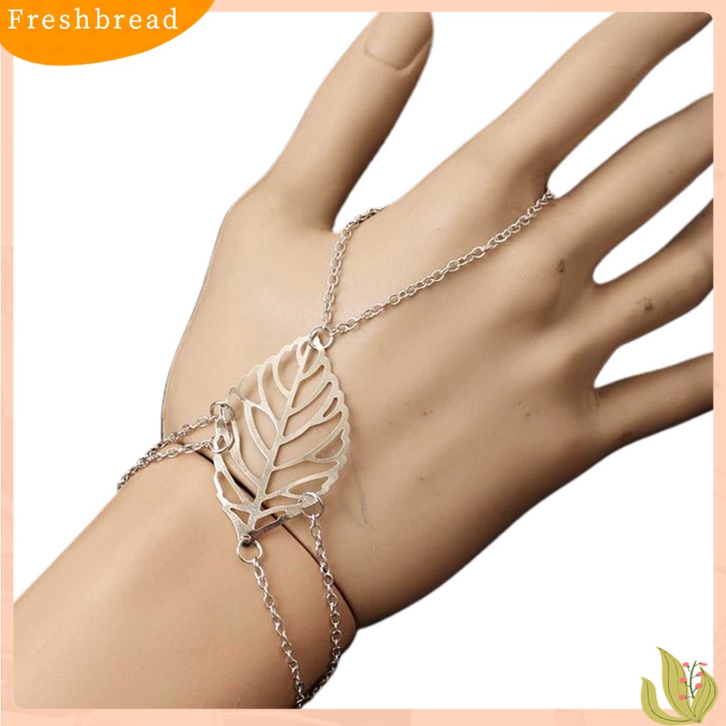 [TERLARIS]Women Multi-layer Hollow Leaf Finger Ring Bangle Chain Bracelet Simple Jewelry